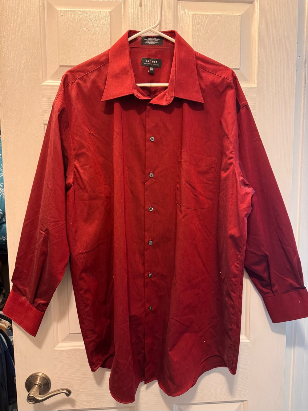 Axcess Men's Long-Sleeve Button-Up Shirt in Deep Red. Size-XL - Picture 2 of 4